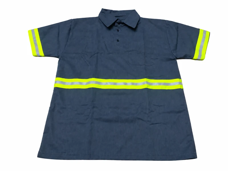 Camisa social jeans com faixas refletivas