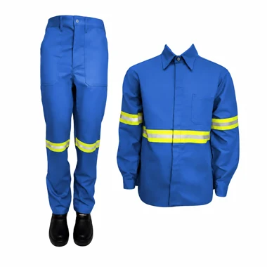 Camisa e calça NR-10 azul royal com faixas refletivas